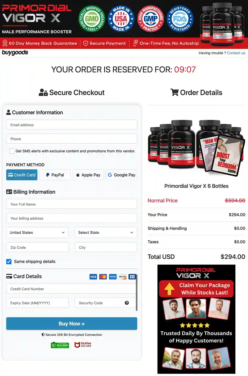 Primordial Vigor X Secure Payment Options